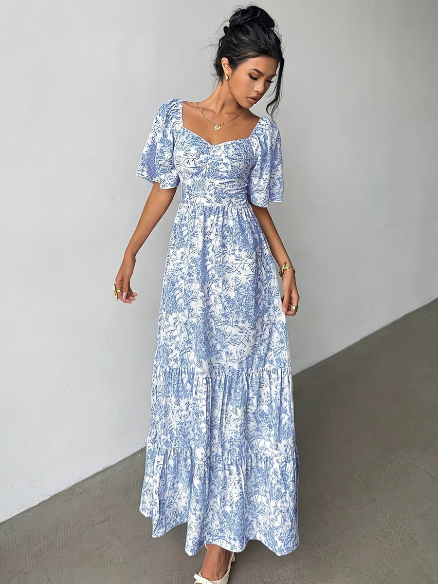 Juniper | Wedding Guest Maxi Dress Sweetheart Flutter Sleeve