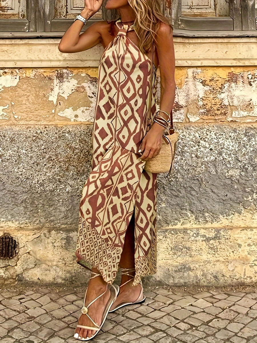 Elaine | Halter Maxi Dress Side Slit