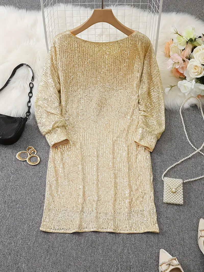 Pearl | Cocktail Mini Dress Sequin Long Sleeve