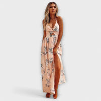 Genevieve | Boho Maxi Dress Halter Floral