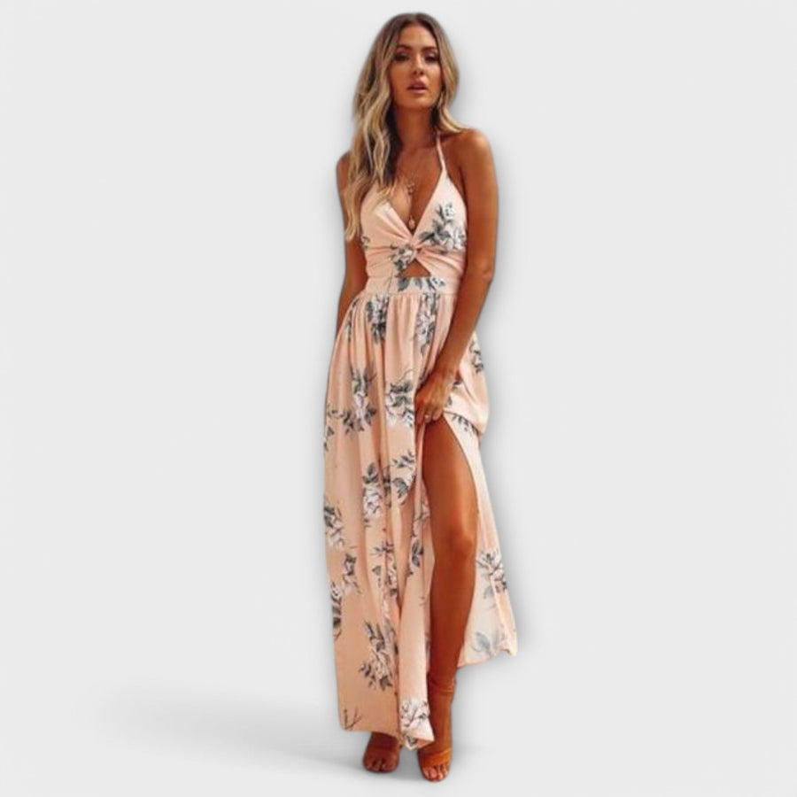 Genevieve | Boho Maxi Dress Halter Floral