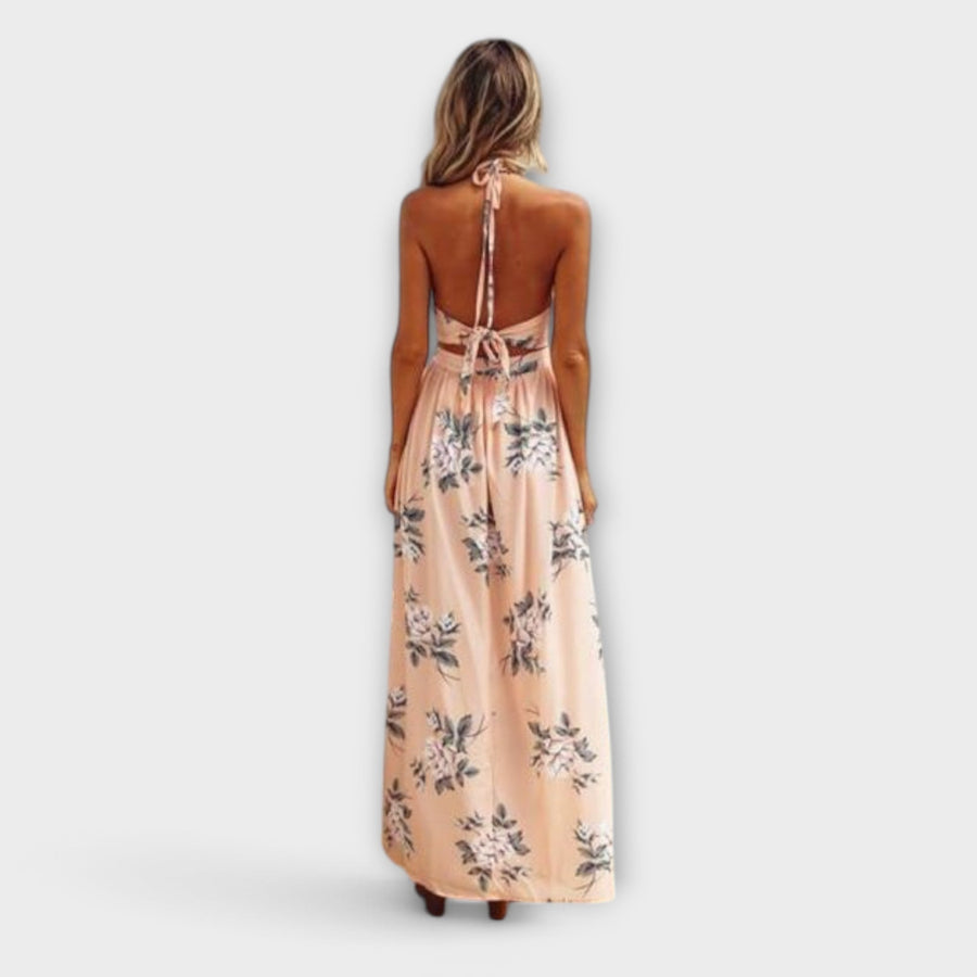 Genevieve | Boho Maxi Dress Halter Floral