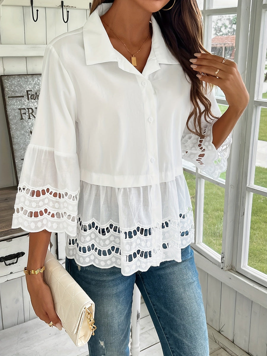Annabelle | Blouse Embroidered Button-Front
