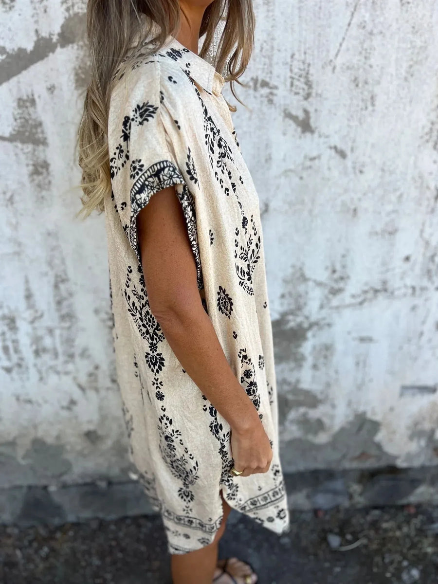 Olive |  Boho Dress Button-Front
