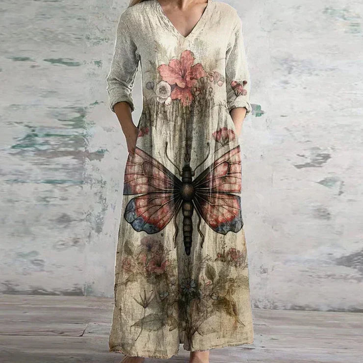 Harley | Patchwork Maxi Dress with Long Sleeves