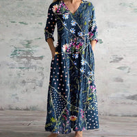 Harley | Patchwork Maxi Dress with Long Sleeves