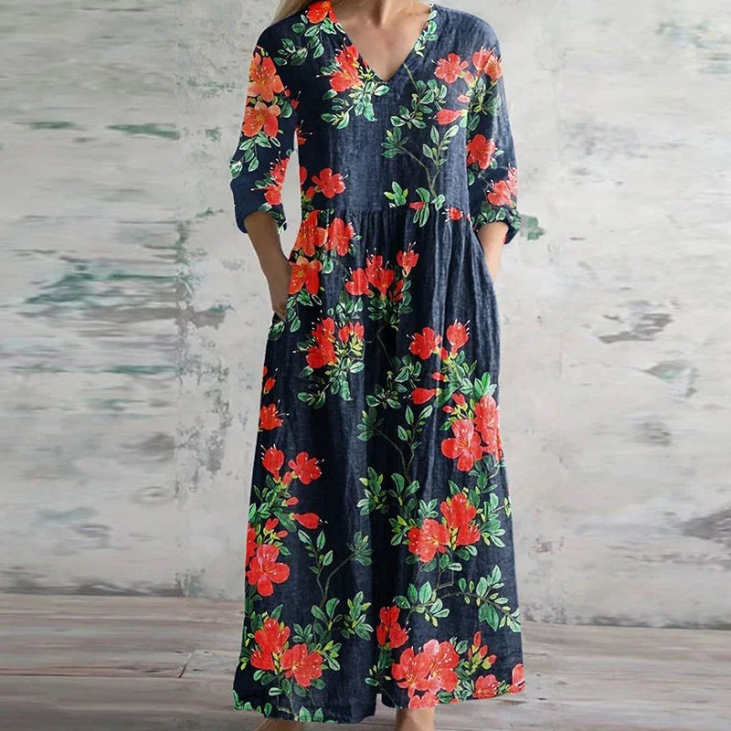 Harley | Patchwork Maxi Dress with Long Sleeves