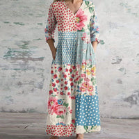 Harley | Patchwork Maxi Dress with Long Sleeves