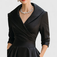 Lorraine | Wrap A-Line Midi Dress Long Sleeve