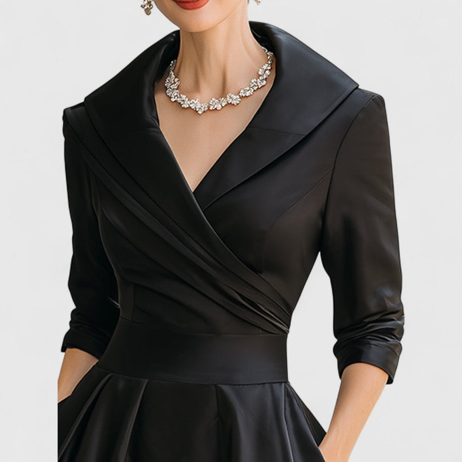 Lorraine | Wrap A-Line Midi Dress Long Sleeve