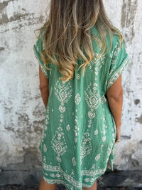 Olive |  Boho Dress Button-Front