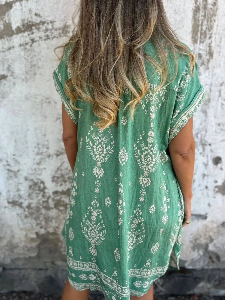 Olive |  Boho Dress Button-Front