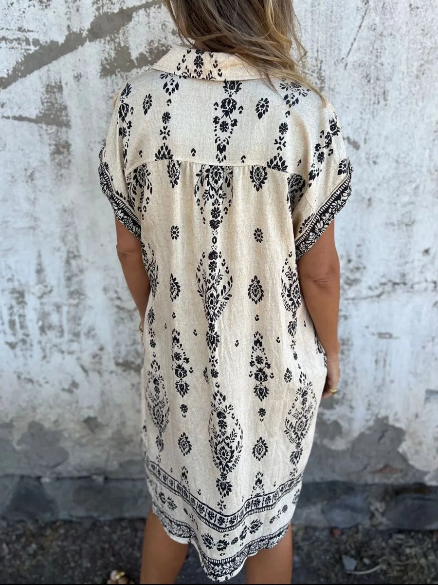 Olive |  Boho Dress Button-Front