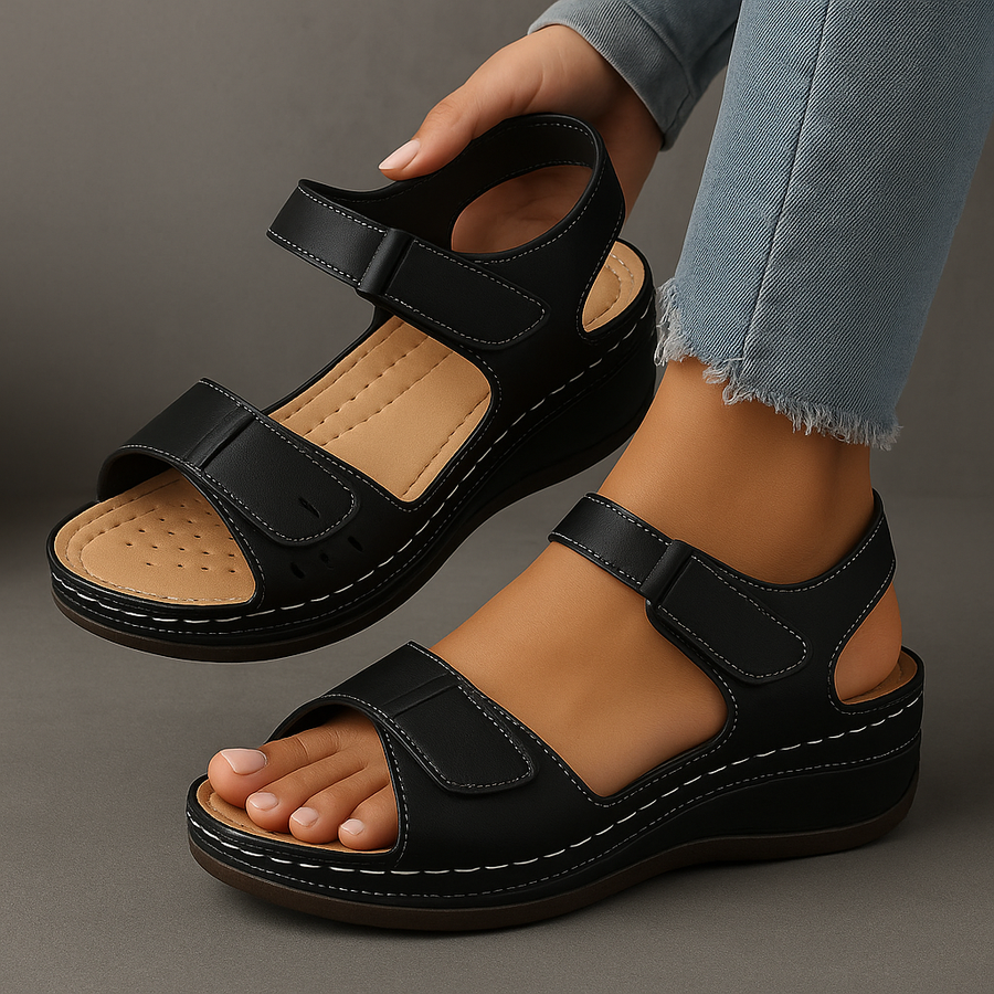 Carla | Orthopedic Dual Strap Wedge Sandals with Open Toe
