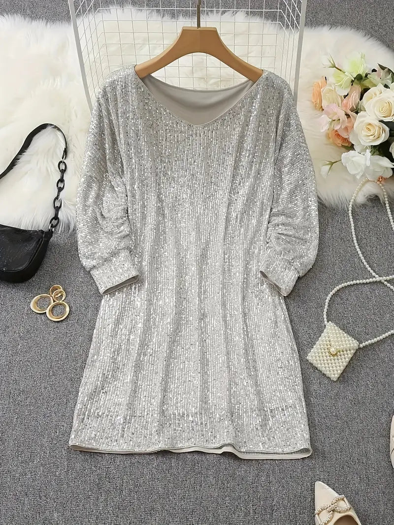 Pearl | Cocktail Mini Dress Sequin Long Sleeve