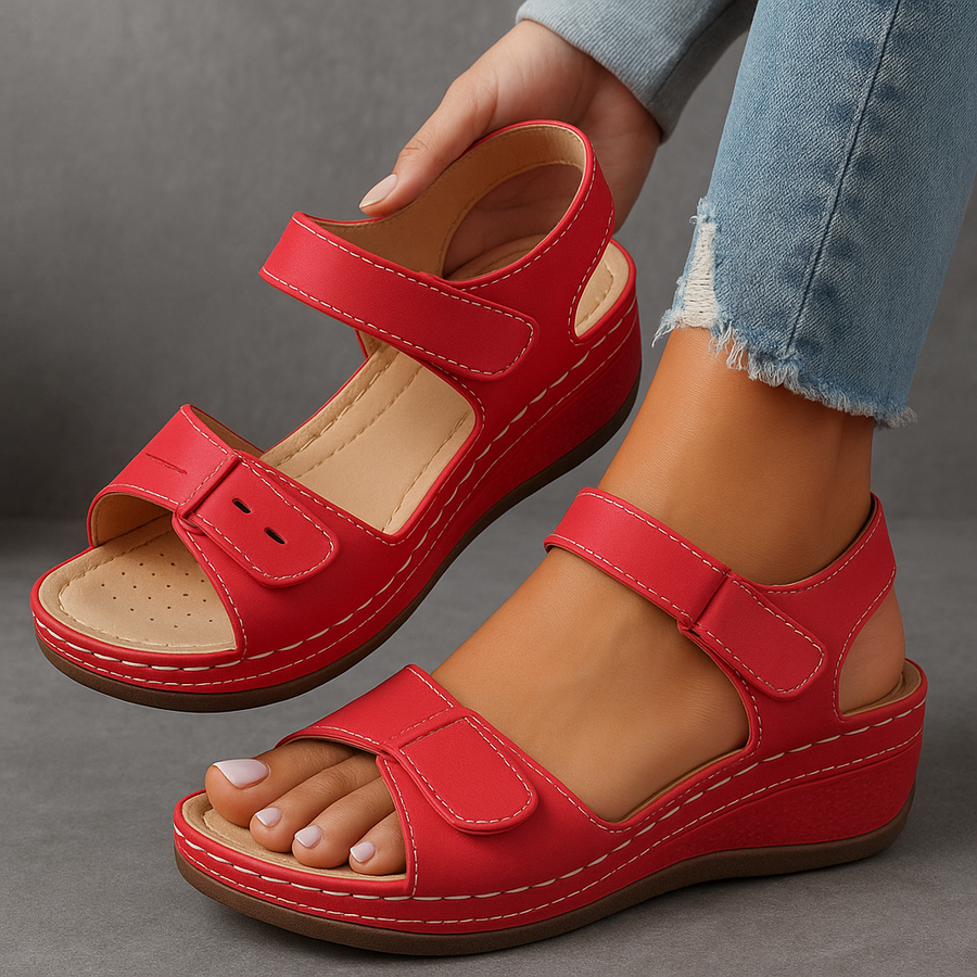 Carla | Orthopedic Dual Strap Wedge Sandals with Open Toe