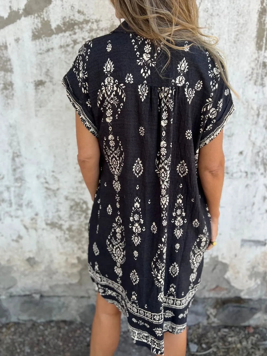Olive |  Boho Dress Button-Front