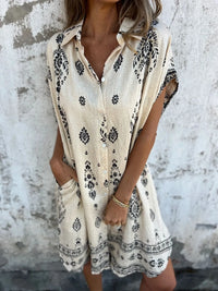 Olive |  Boho Dress Button-Front