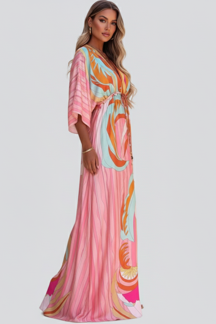 Clementine | Wedding Guest Maxi Dress V-Neck Belted