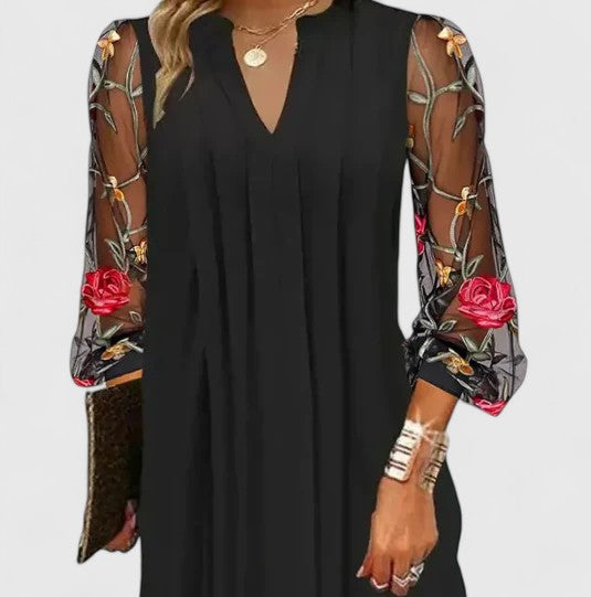 Ophelia | Embroidered Mini Dress with Long Sleeve