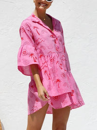 Yvonne | Boho Mini Sundress Three Quarter Sleeves