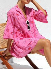 Yvonne | Boho Mini Sundress Three Quarter Sleeves