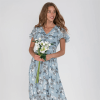 Valentina | Wedding Guest Maxi Dress V-Neck Flutter Sleeve