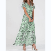 Valentina | Wedding Guest Maxi Dress V-Neck Flutter Sleeve