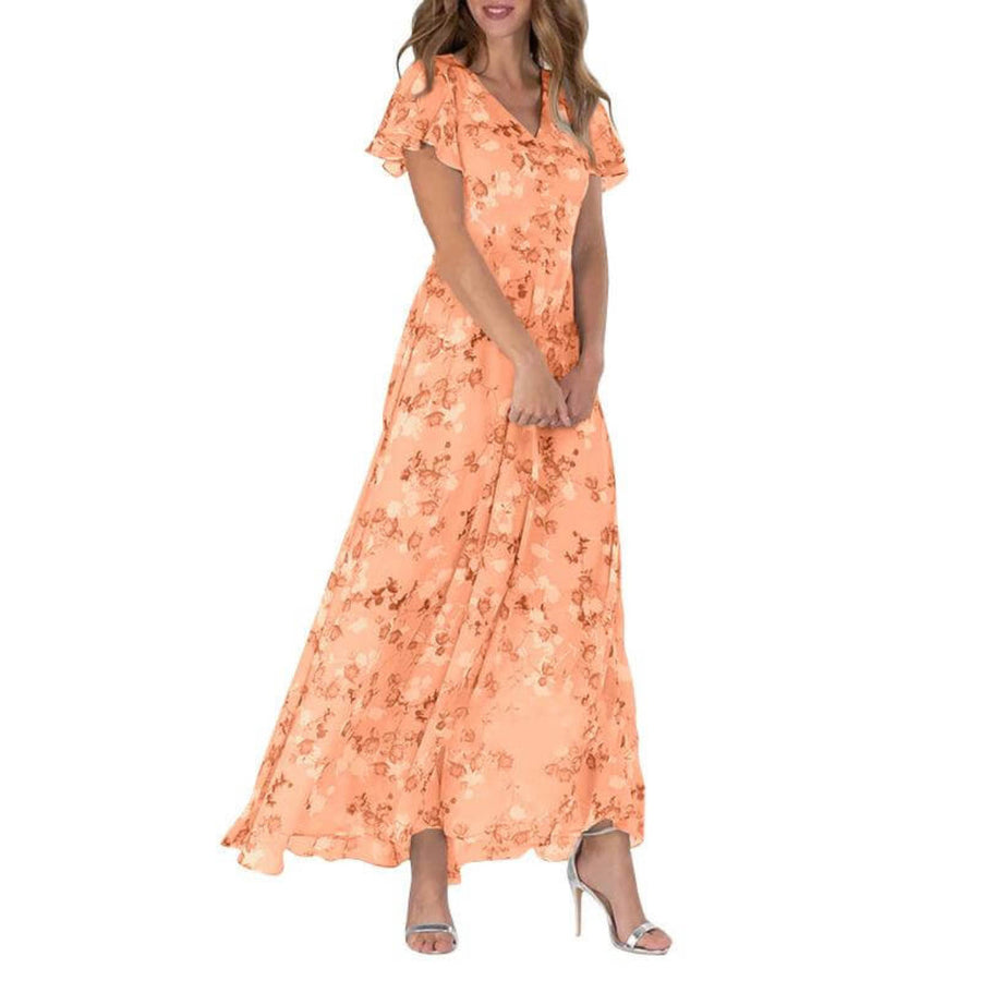 Valentina | Wedding Guest Maxi Dress V-Neck Flutter Sleeve
