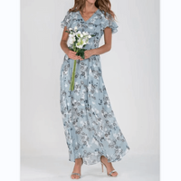 Valentina | Wedding Guest Maxi Dress V-Neck Flutter Sleeve