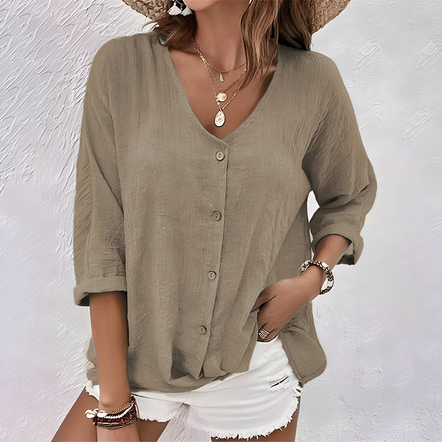 Rebecca | Blouse V-Neck Button-Front