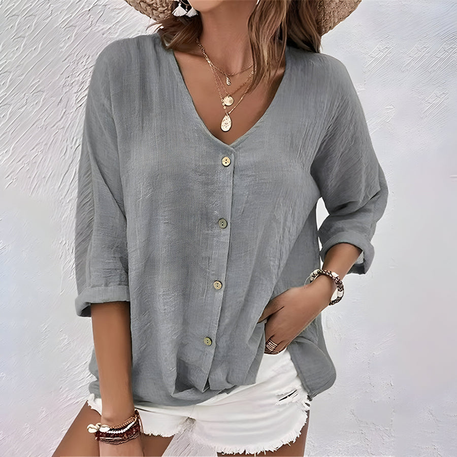 Rebecca | Blouse V-Neck Button-Front