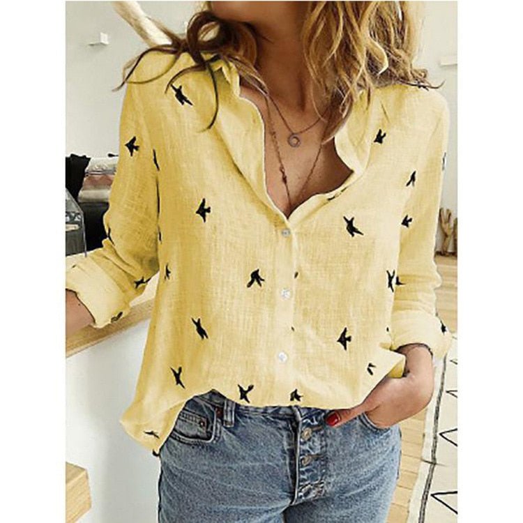 Rose |  Printed Blouse Button-Front