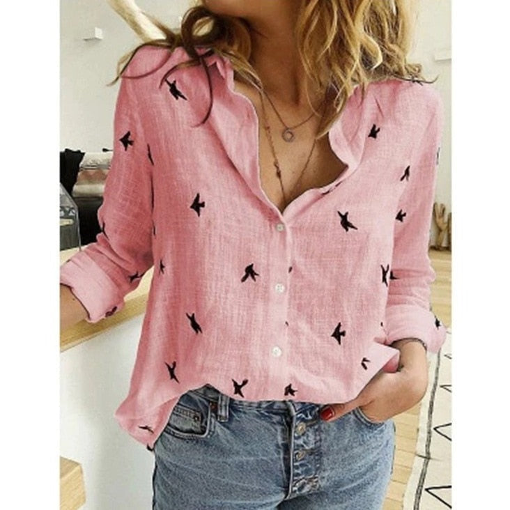 Rose |  Printed Blouse Button-Front