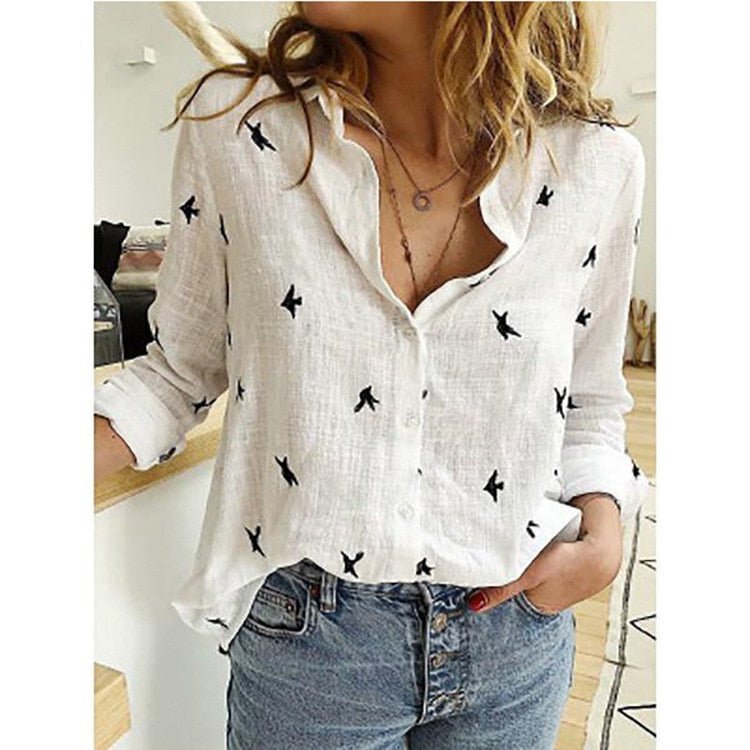 Rose |  Printed Blouse Button-Front