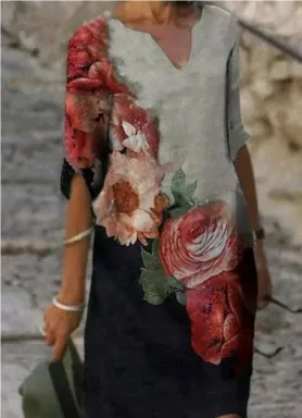 Emma | Floral Dress Notch Neckline