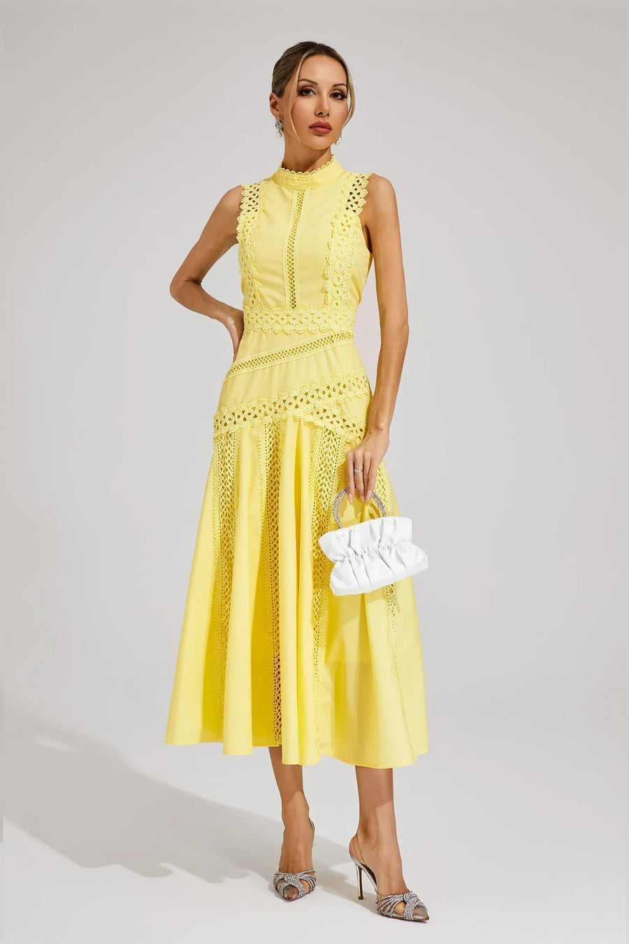 Ruth | Wedding Guest Midi Dress Lace Sleeveless